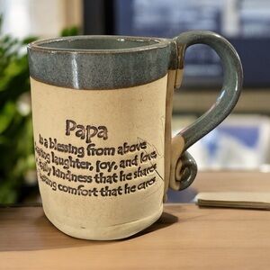 Papa Stoneware Rustic Art Pottery Coffee Cup Mug 5" Tall Souvenir Collectible